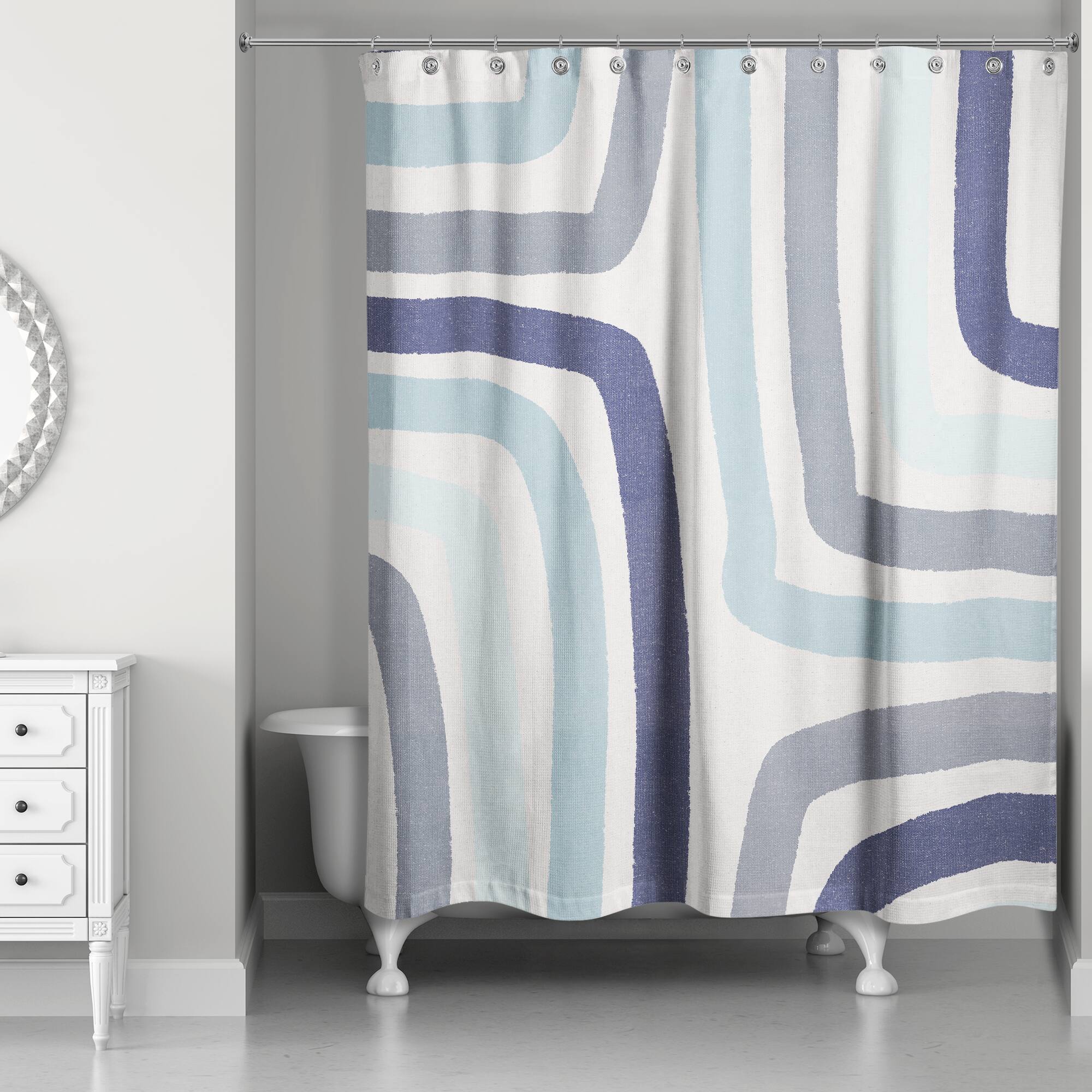 Abstract Blue Stripes Shower Curtain